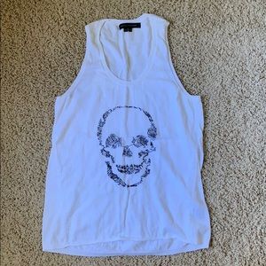 Skull Cashmere-tank top with embroidered skull